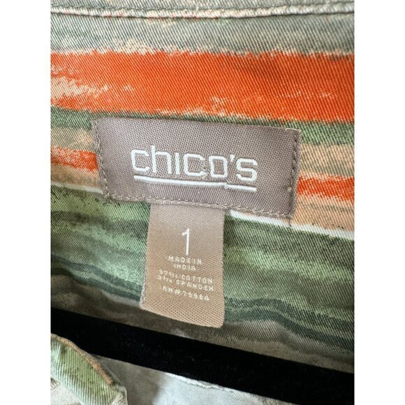 Chico's Women's Striped Jacket size 1-Medium long sleeve collared lightweight - Picture 3 of 6